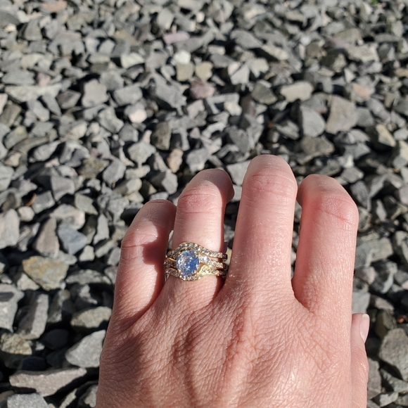 14k Gold IP Trio Ring Set 1.94ct White Sapphire sz 5 - Picture 4 of 6